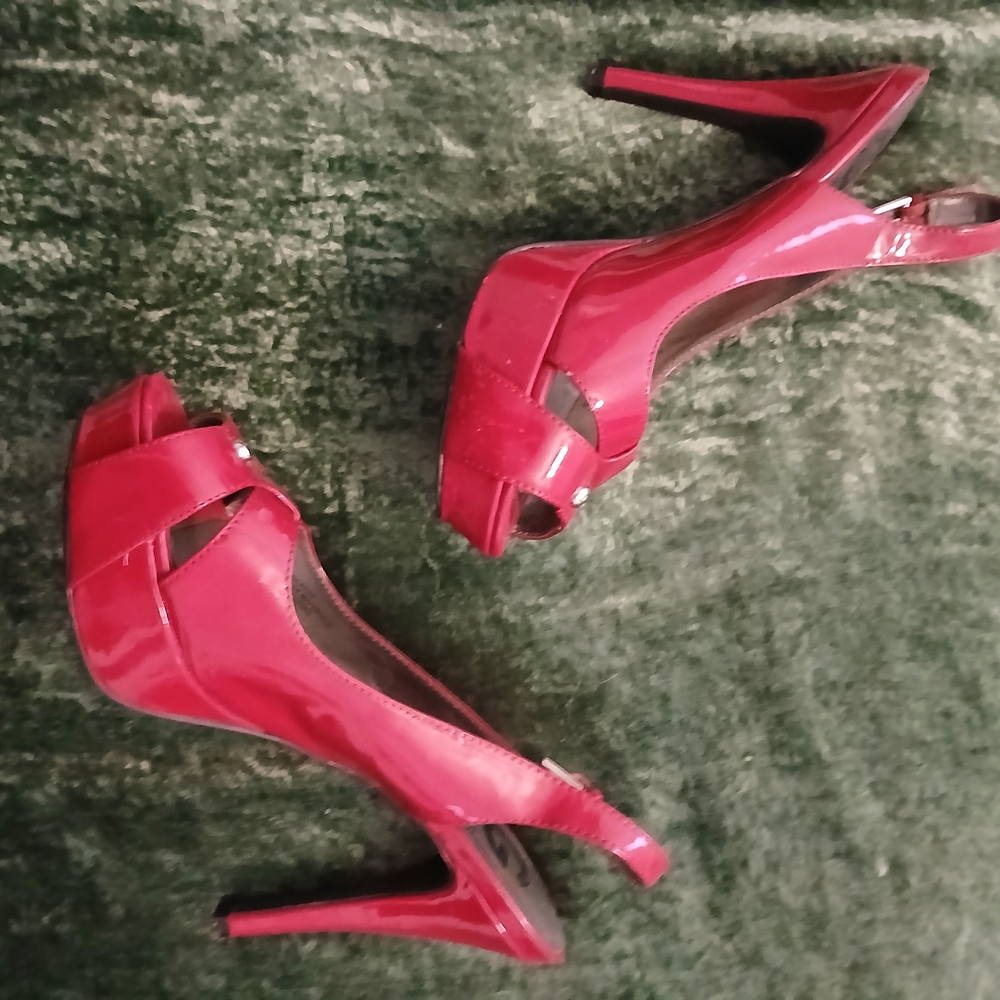 Guess Red Stiletto Peep-Toe Heels